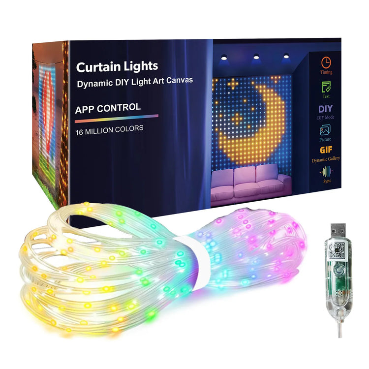 New Product Wholesale Christmas Creative LED Curtain Lights DIY Atmosphere APP Control Indoor and Outdoor Decorative Lights